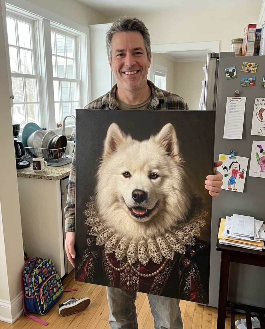 Daniel K. from Michigan with their dog portrait canvas