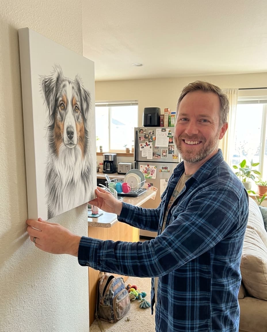 Jason W. from Oregon with their dog portrait canvas