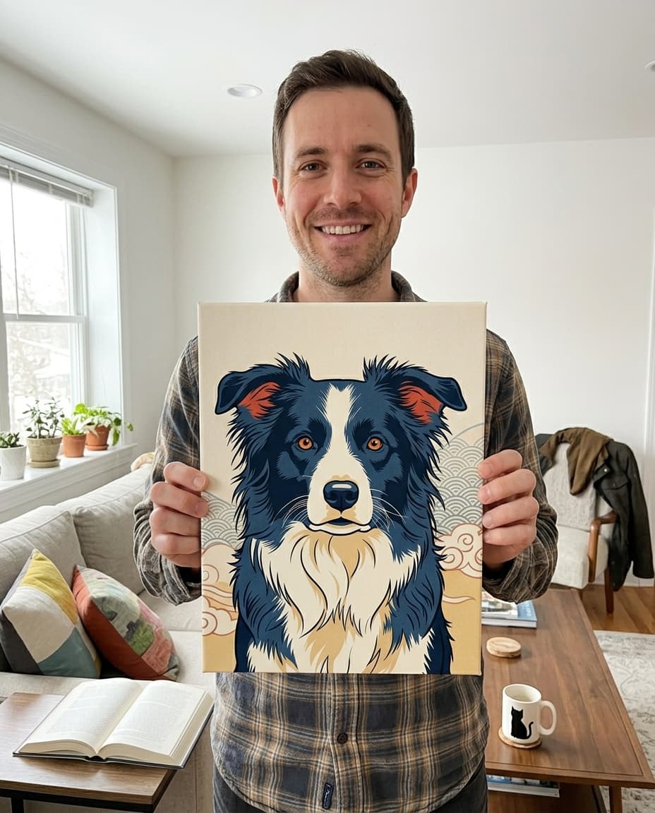 Chris M. from Minnesota with their dog portrait canvas