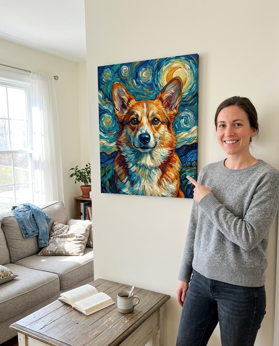 Emma L. from New York with their dog portrait canvas
