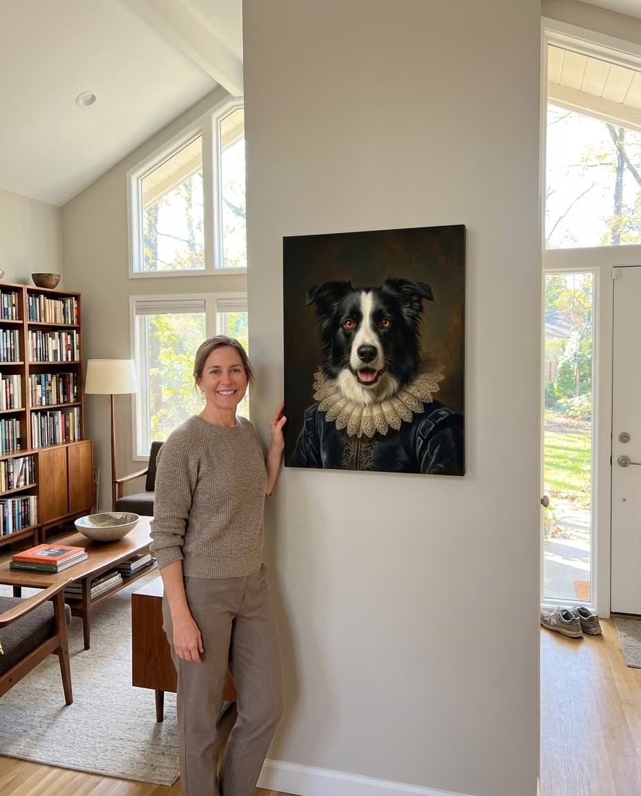 Laura B. from Vermont with their dog portrait canvas