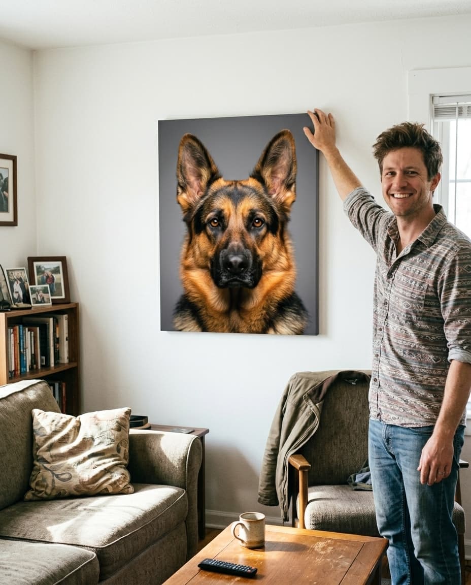 Tyler S. from Ohio with their dog portrait canvas