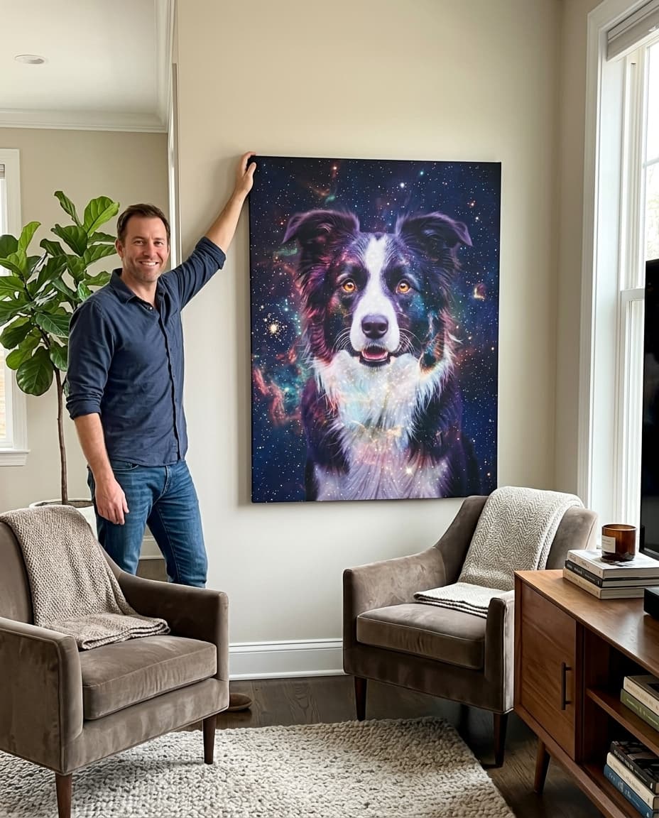 Ryan H. from California with their dog portrait canvas
