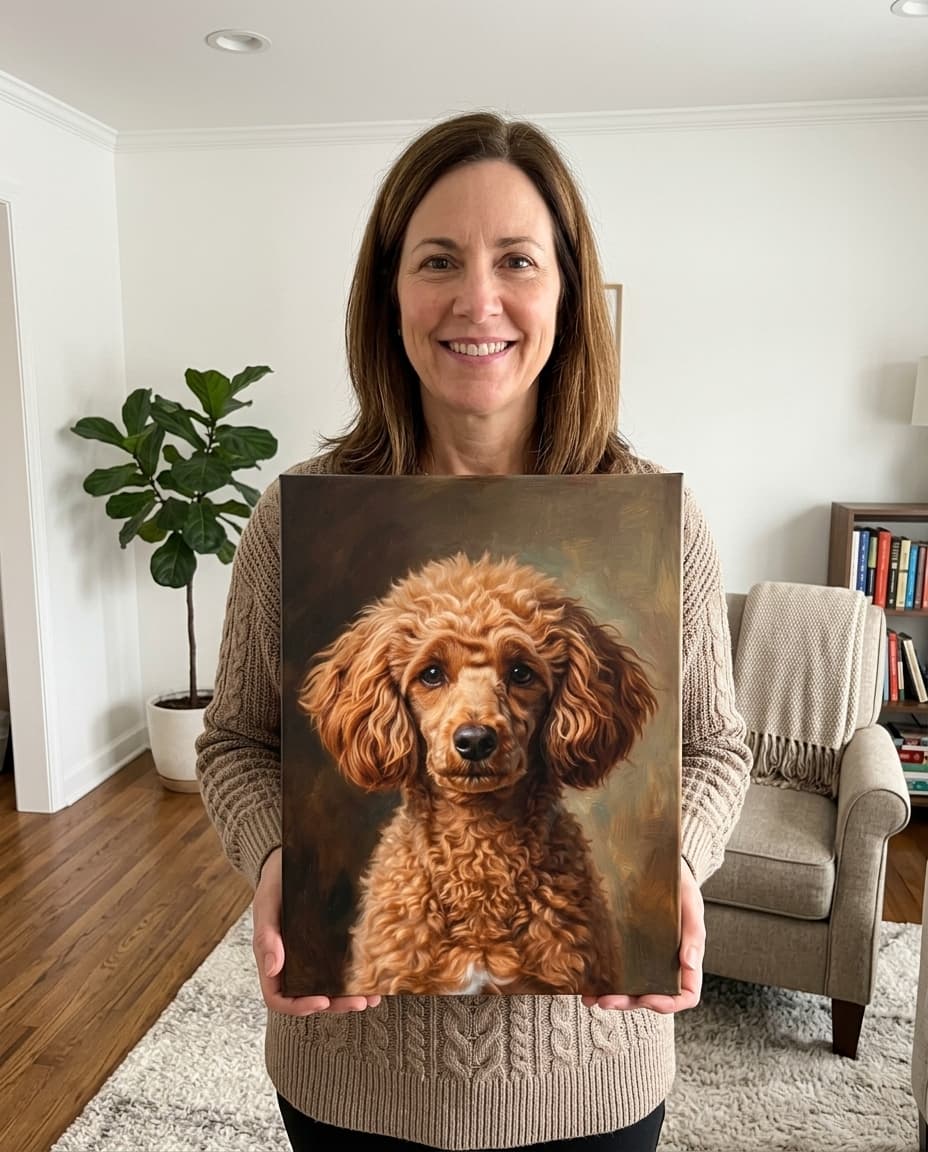 Jennifer P. from Virginia with their dog portrait canvas