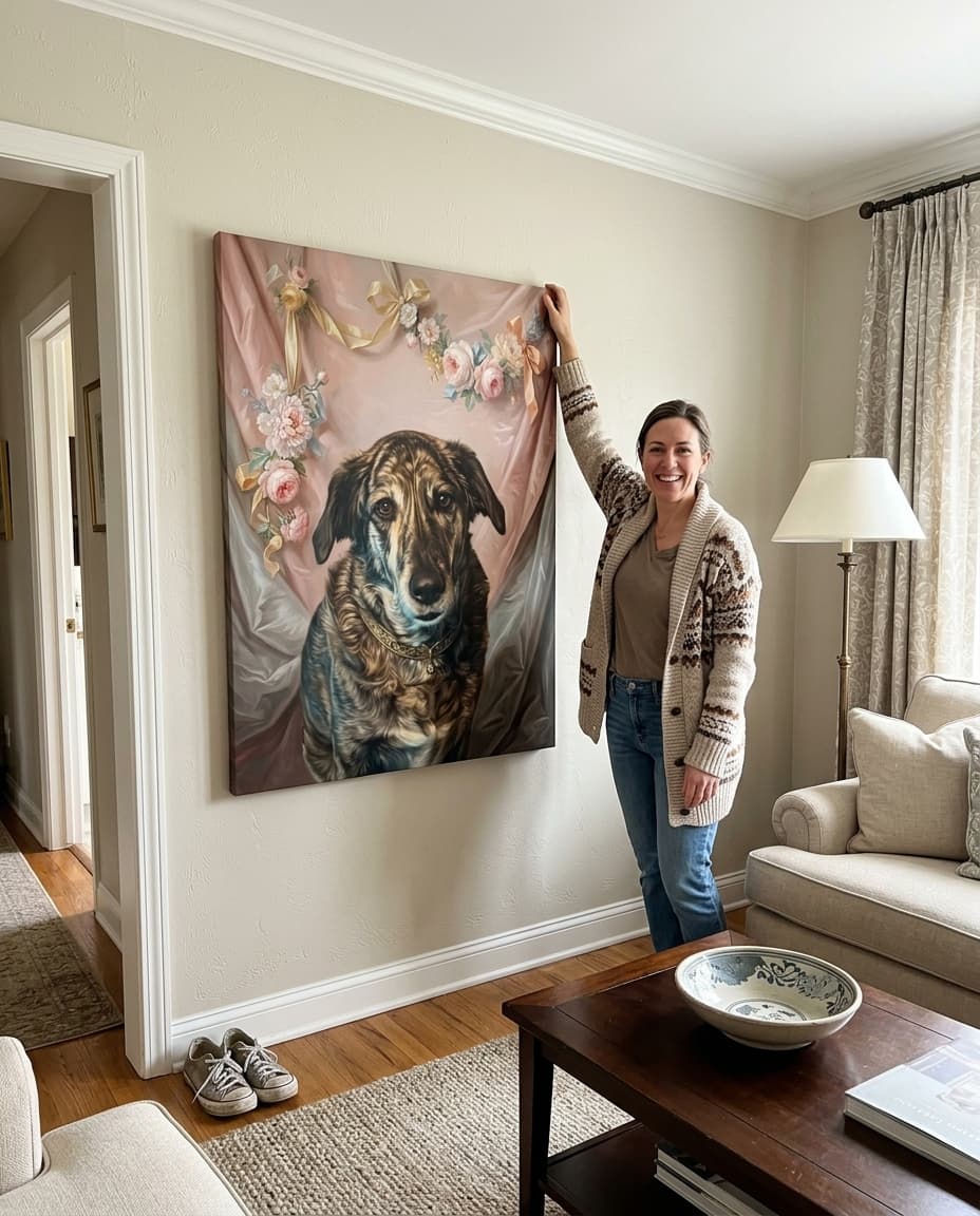 Stephanie M. from Georgia with their dog portrait canvas